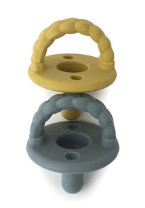 Sweetie Soother Pacifier Set - Mustard + Gray Braids