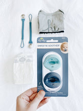 Load image into Gallery viewer, SWEETIE SOOTHER PACI SET - Robin's Egg Blue + Navy
