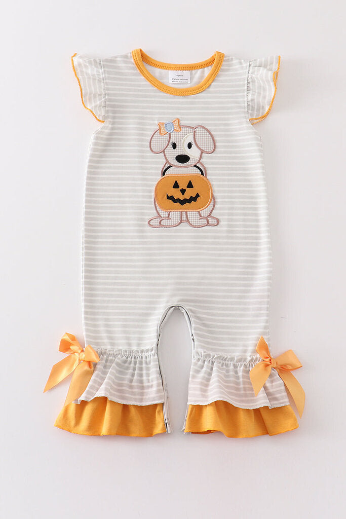 Stripe Pumpkin Applique Romper