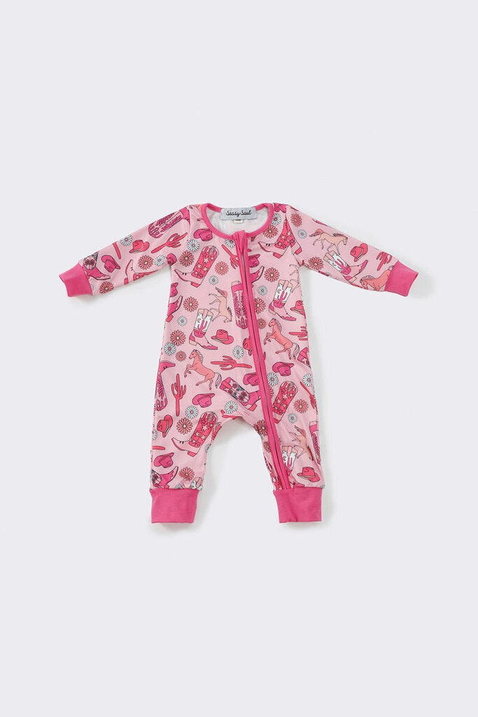 Magenta Western Baby Girl Romper