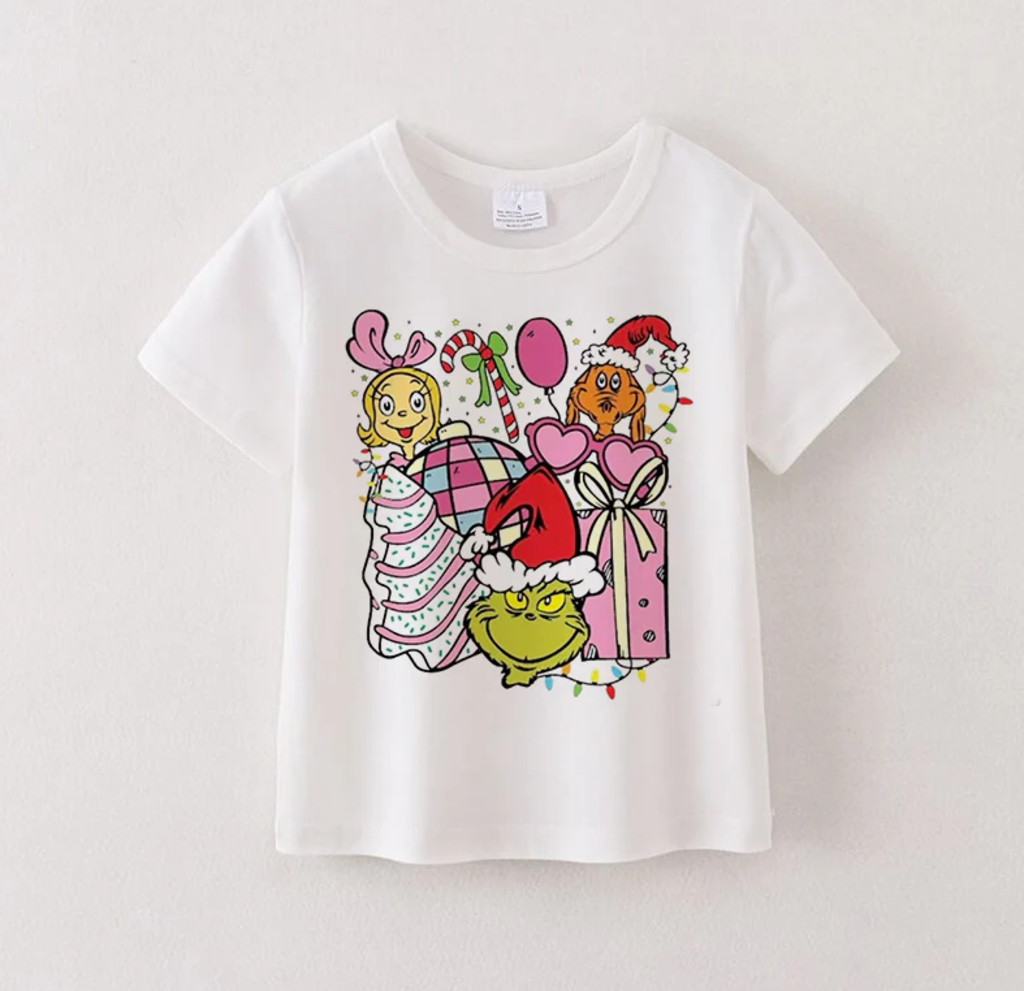 Christmas Grinch Print Cotton Tee