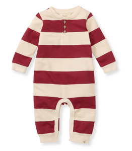 Holiday Striped Henley Jumpsuit