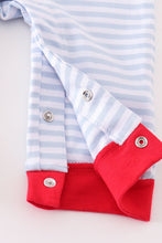 Load image into Gallery viewer, Stripe Farm Applique Boy Romper
