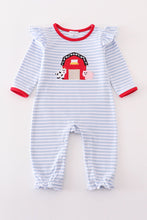 Load image into Gallery viewer, Stripe Farm Applique Girl Romper
