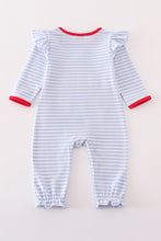 Load image into Gallery viewer, Stripe Farm Applique Girl Romper
