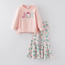 Load image into Gallery viewer, Girls Christmas JOY Applique Outfit Set
