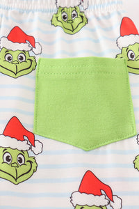 Stripe Christmas Grinch Pajamas Set