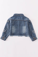 Load image into Gallery viewer, Pearl Bow Denim Jacket
