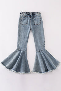 Pearl Bow Denim Bell Bottom Jeans