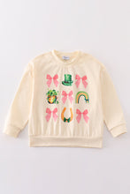 Load image into Gallery viewer, St. Patrick&#39;s Day Bow &amp; Clover Rainbow Print Girl Top
