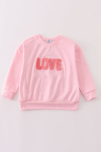 Pink Valentine's Day Love French Knot Top