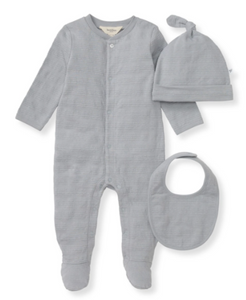 Organic Cotton Jumpsuit, Bib & Hat 3 Piece Set - Quarry