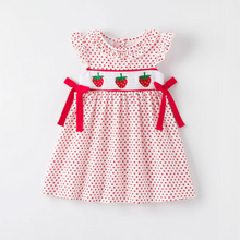 Load image into Gallery viewer, Strawberry Embroidered Smock Dress
