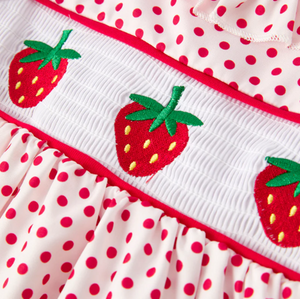 Strawberry Embroidered Smock Dress