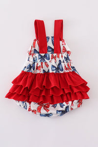 Bow Print Ruffle Patriotic Bubble