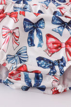 Load image into Gallery viewer, Bow Print Ruffle Patriotic Bubble
