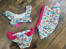 Load image into Gallery viewer, Sea creatured 2 piece Swim w/ skirt - 12M
