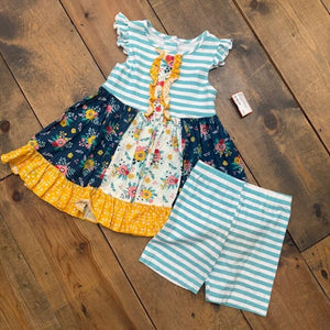2-PC Stripe & Floral Short Outfit - 7