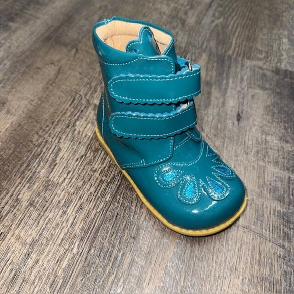 Turquoise Patent Boots - 8