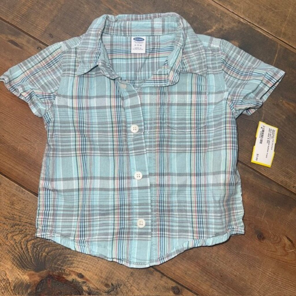 plaid button front shirt 6/12M