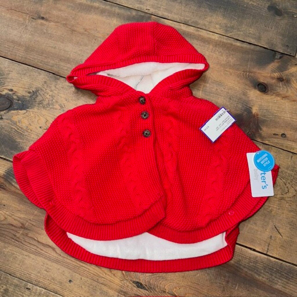 Knit fur lined poncho NWT 12M