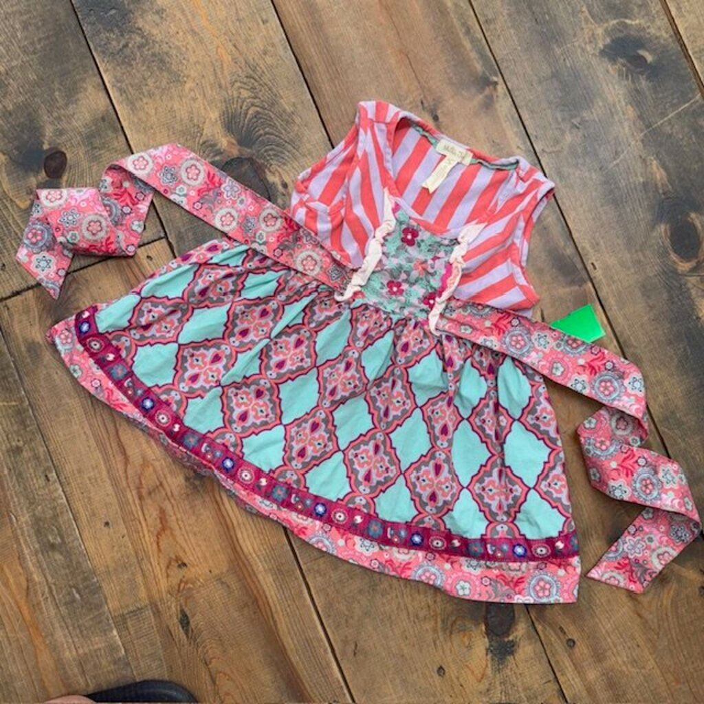 patterned tie back tunic 4T