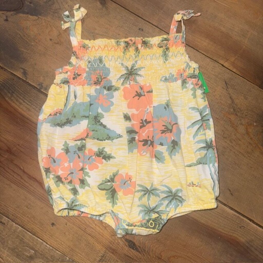 Smocked Tropical Floral Bubble 0/3M