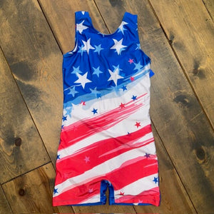 Gymnastics leotard RWB stars 12/13