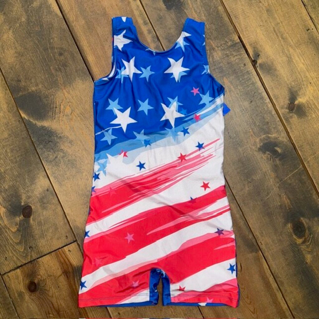 Gymnastics leotard RWB stars 12/13