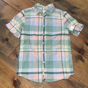 short sleeve plaid button down 12/14