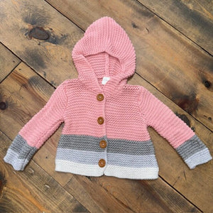 Striped hooded knit cardigan 3M