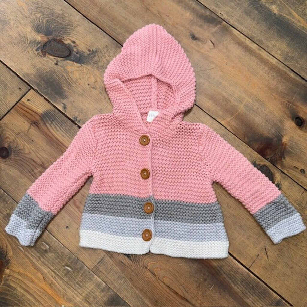 Striped hooded knit cardigan 3M
