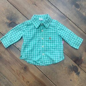 button up plaid shirt 3/6M