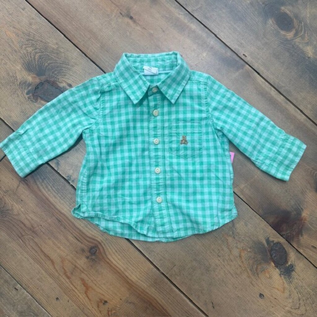 button up plaid shirt 3/6M