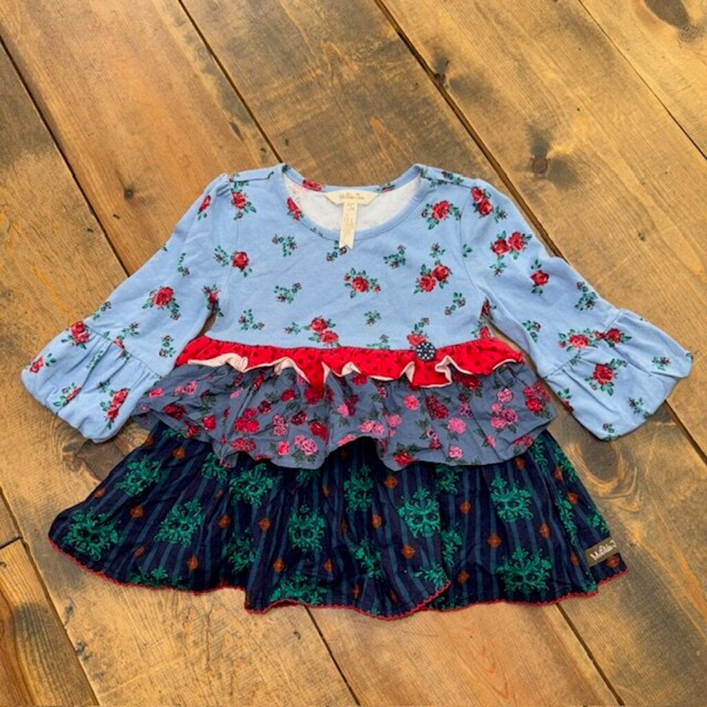 Floral Tiered Ruffle Puffer Top 4T