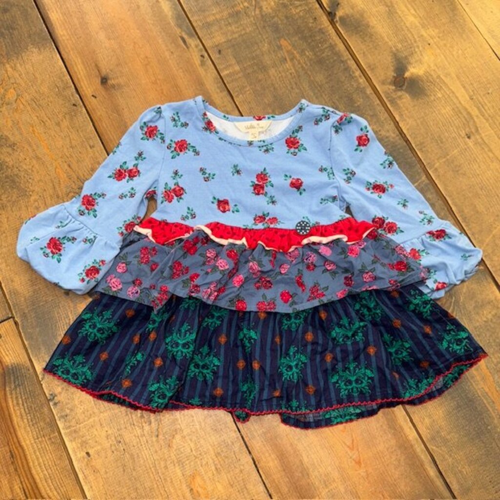Floral Tiered Ruffle Puff Sleeve Tunic 4T