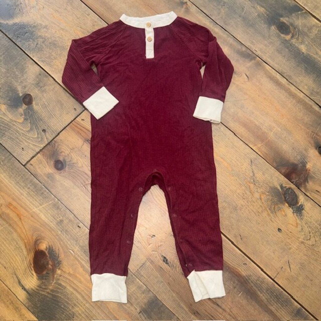 Ribbed Henley Romper 18M