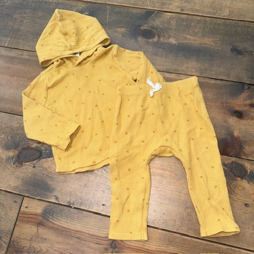 hooded waffle knit outfit 12M