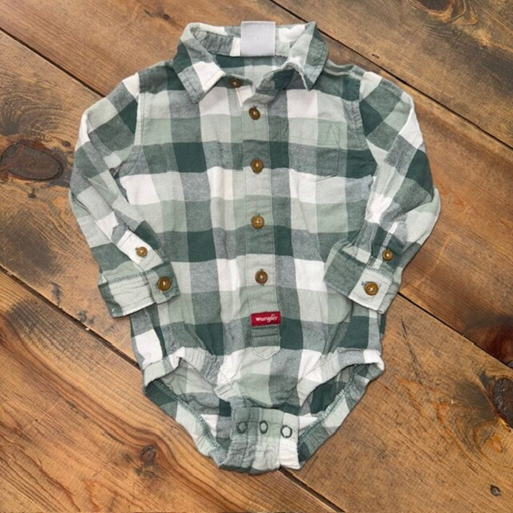 Western Flannel Button Up Bodysuit 18M