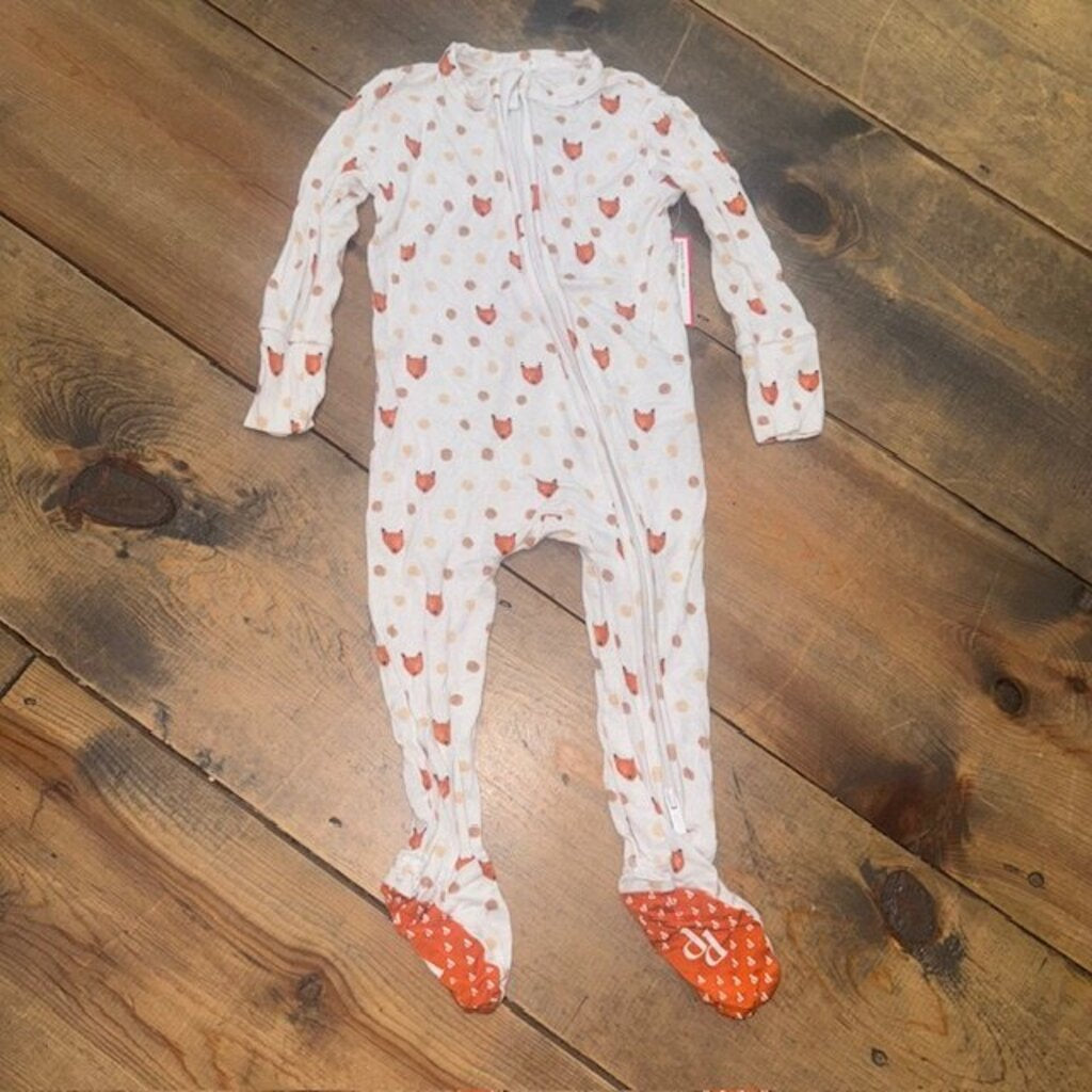 Fox Bamboo Zipper Footie Sleeper 6/9M