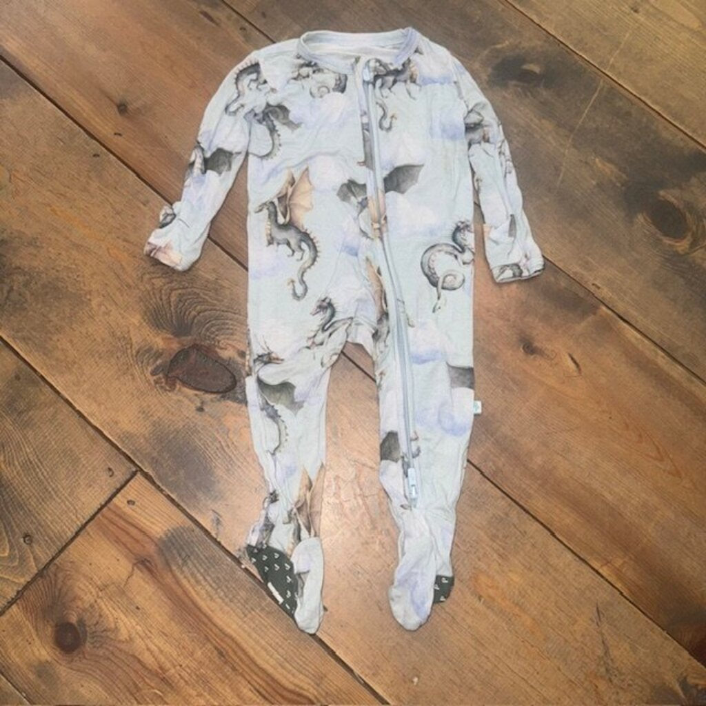 Percy the Dragon Bamboo Footed Zipper Sleeper 0/3M