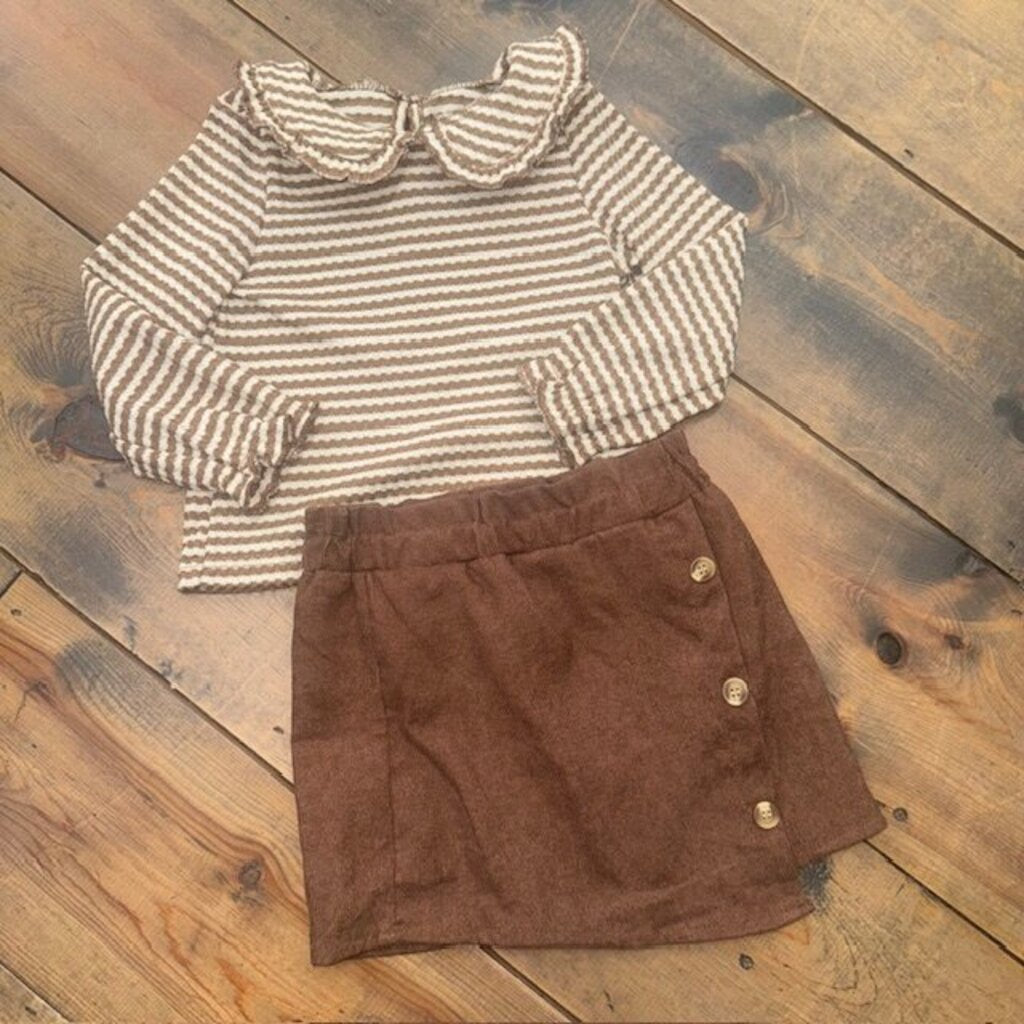 Striped Collared Blouse & Skirt Outfit 18/24M