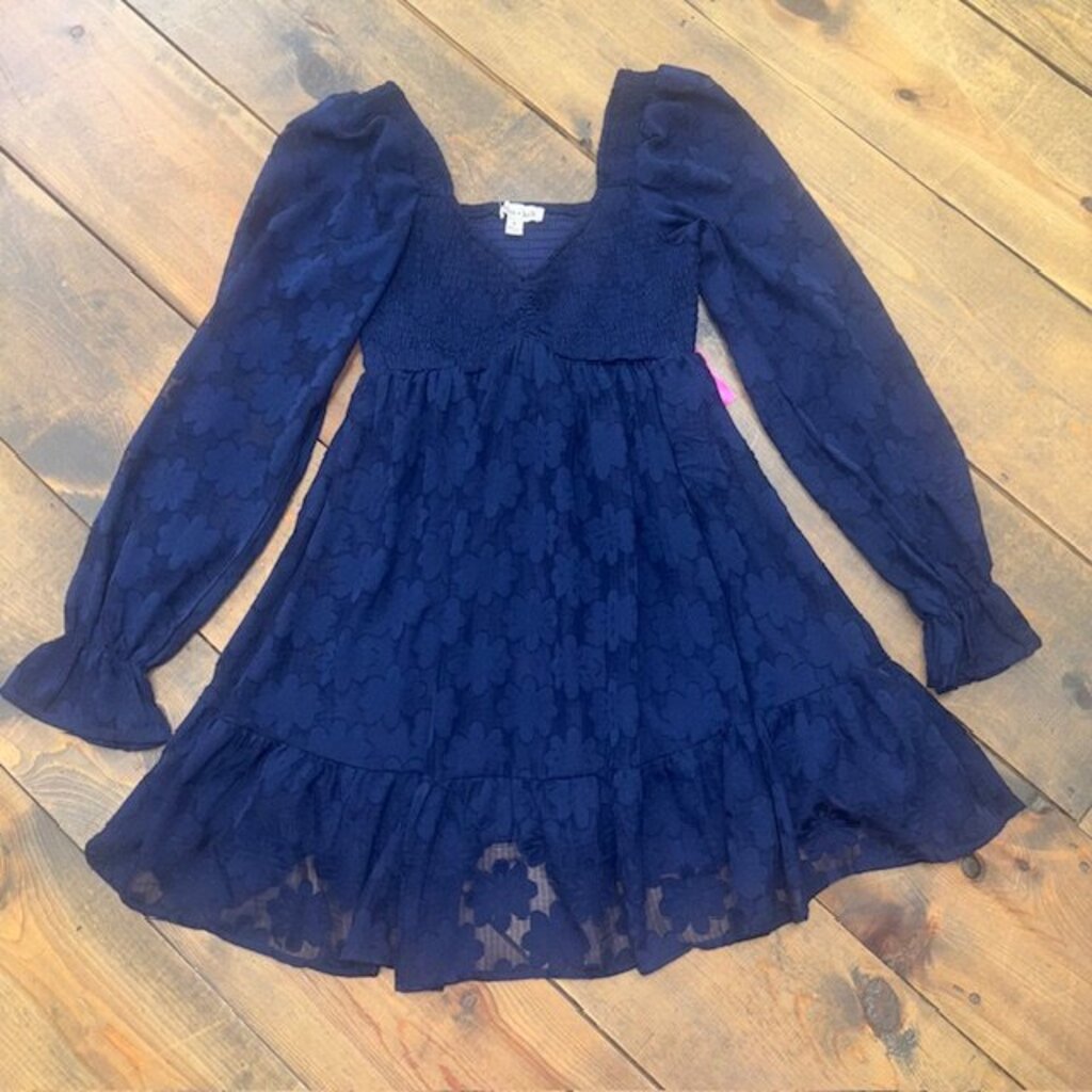 Long Sleeve Floral Smocked Dress ADULT SM