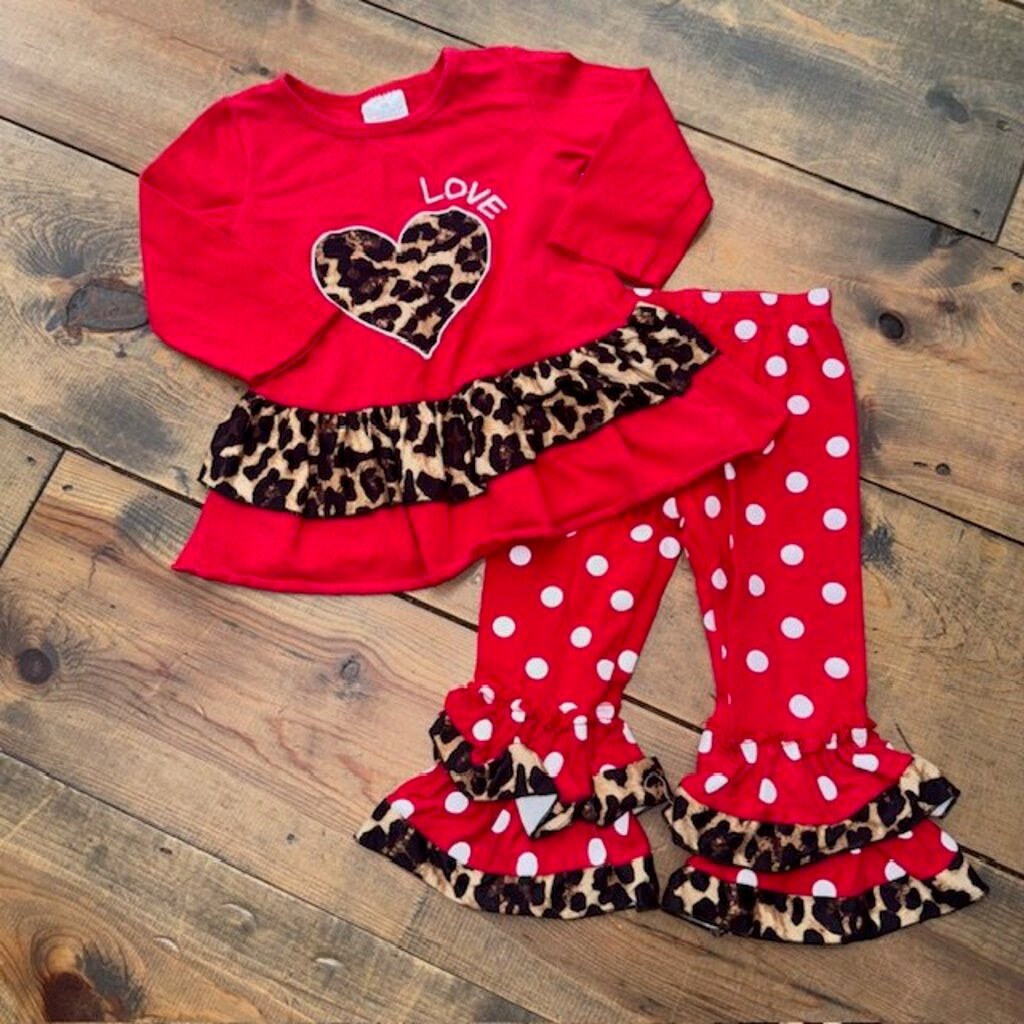 LOVE Leopard Ruffle Outfit 2T