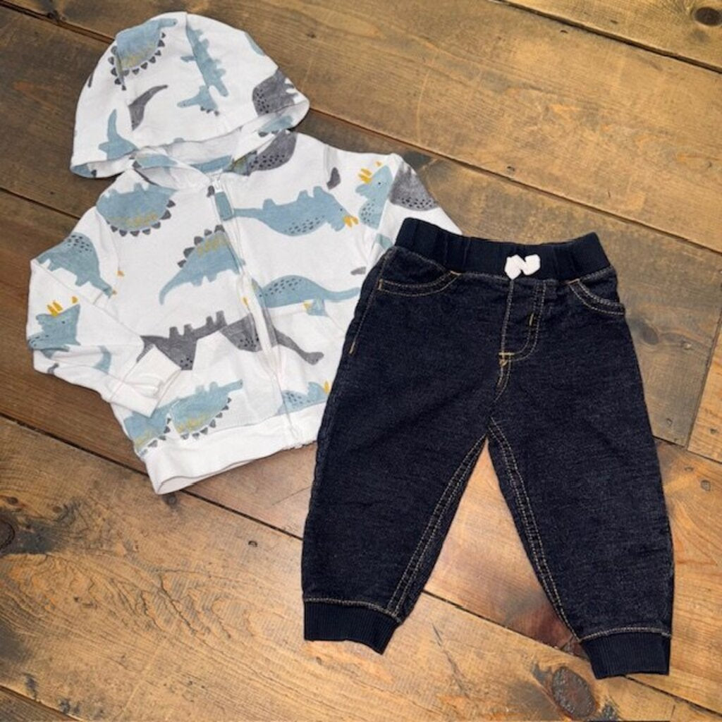 Dino Hoodie & Soft Knit Denim 12M