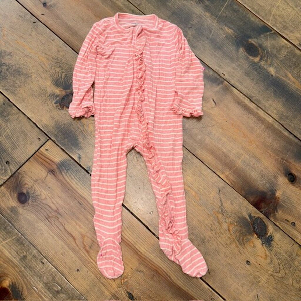 Stripe Footed Ruffle Sleeper 9M