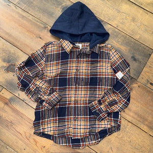 LS plaid flannel with hood 6/7