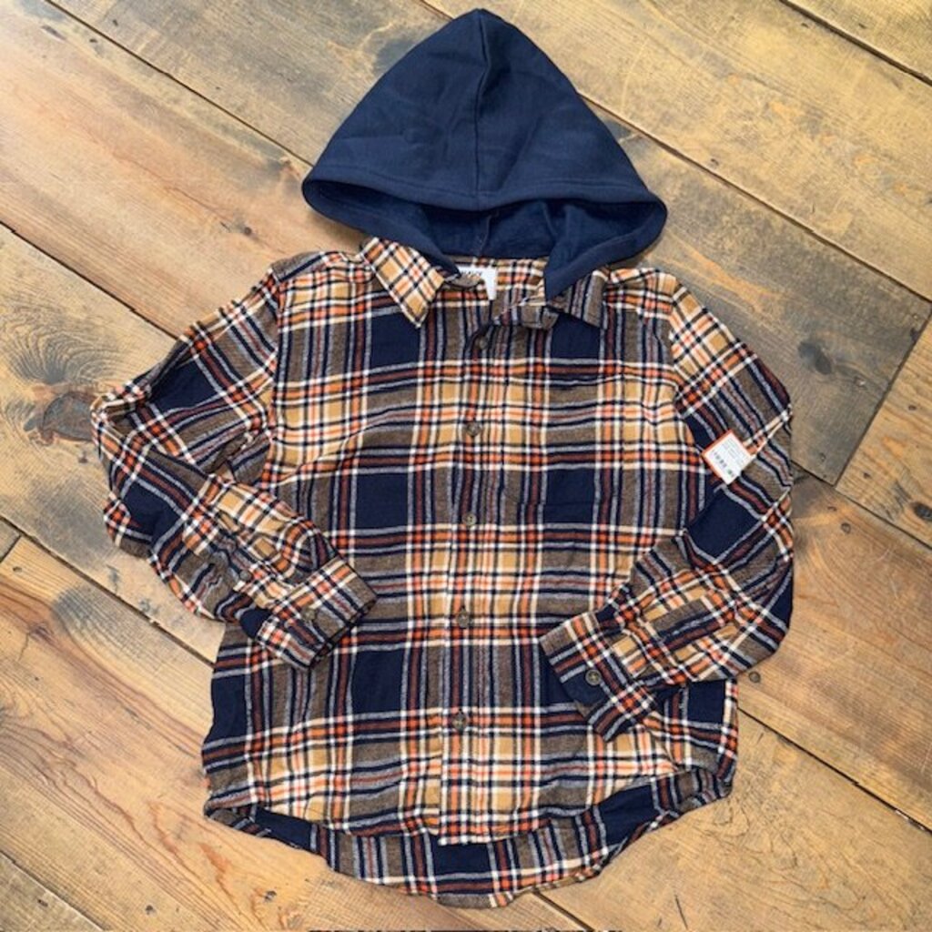 LS plaid flannel with hood 6/7