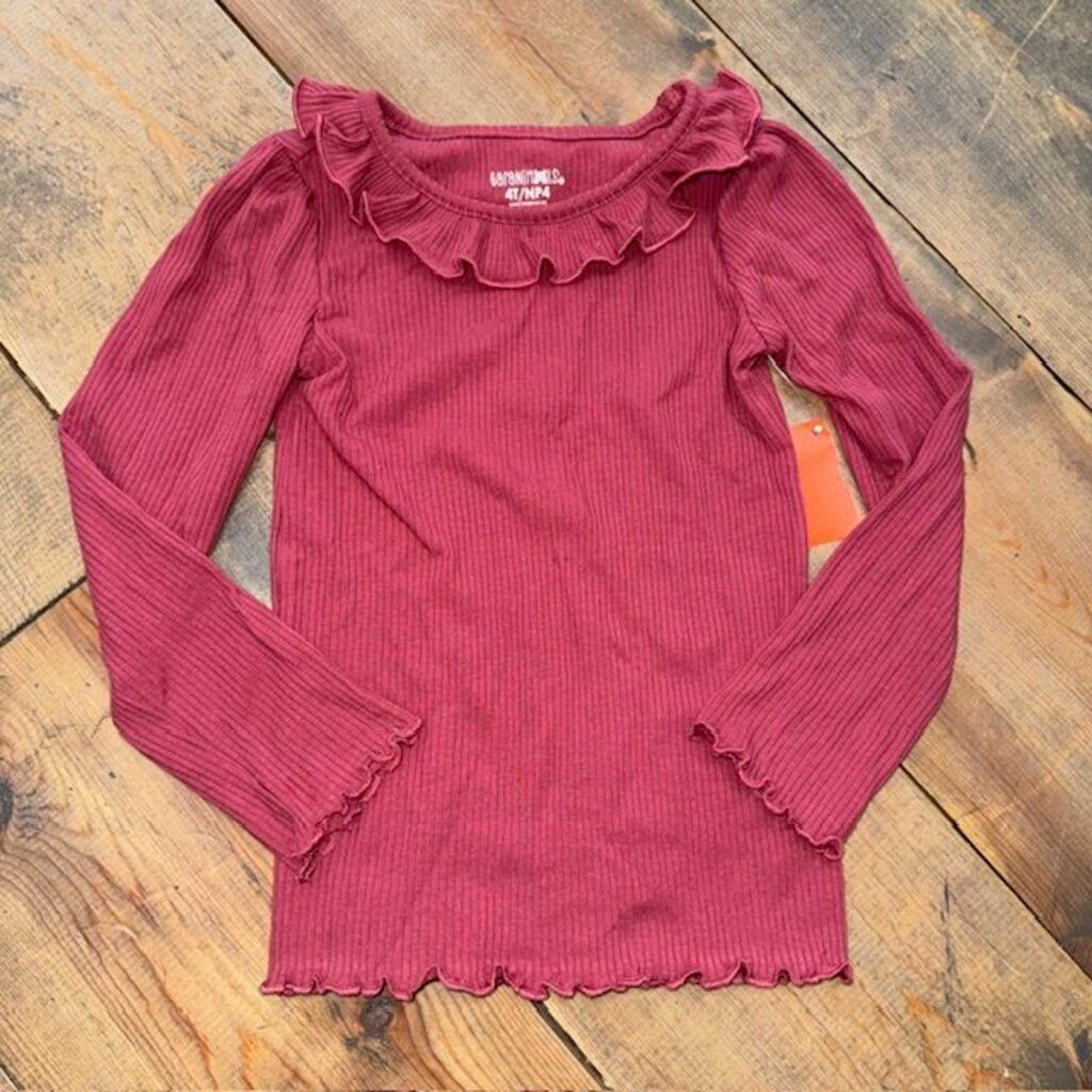 LS ruffle hem tee 4T