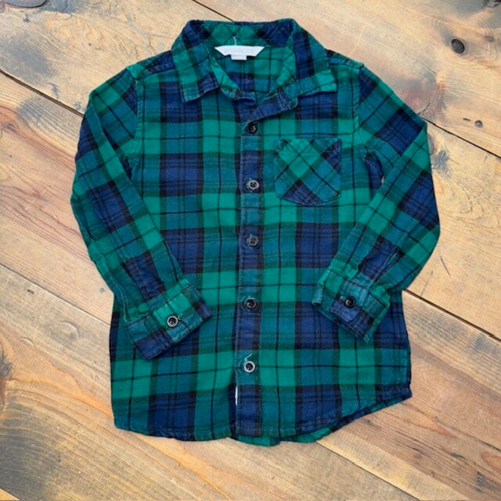 LS flannel plaid button up 4T